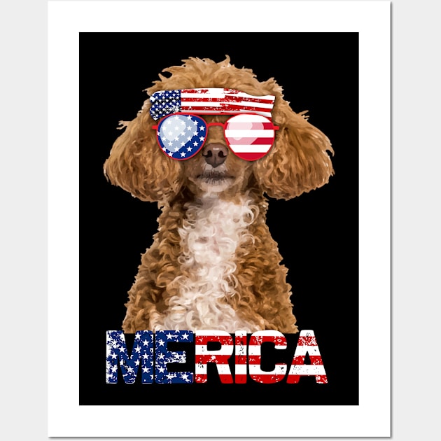 Merica Poodles Dog American Flag 4Th Of July Wall Art by jrgenbode